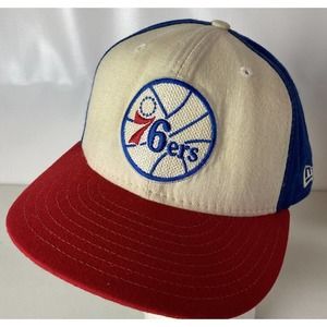 Vintage Philadelphia 76ers Hat Cap 59FIFTY Logo Patch Front & Back Wool Sz 7 1/2